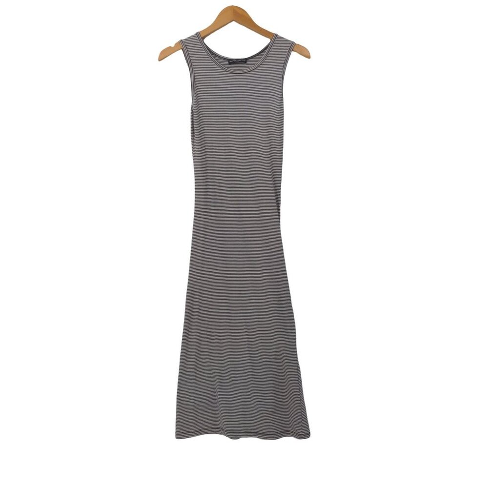 Brandy Melville Maxi Dress Womens OS Black White Sleeveless Tank Stretch Knit